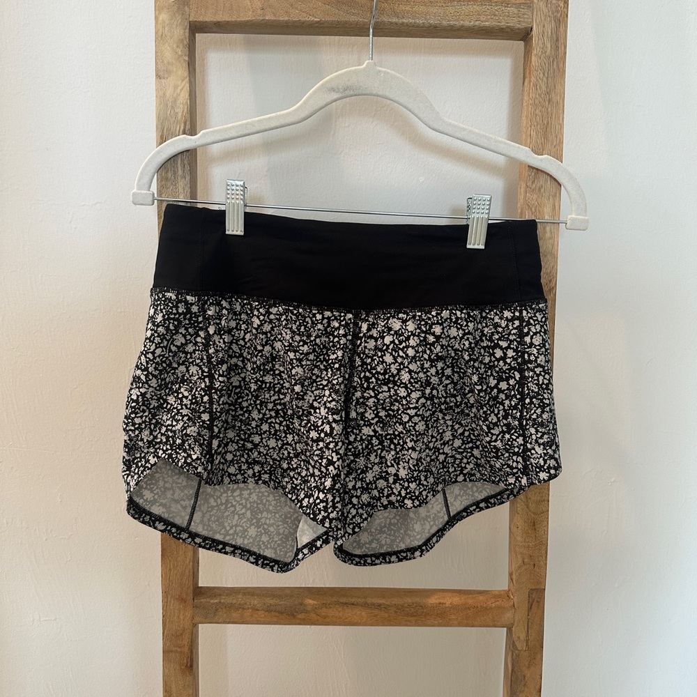 lululemon athletica Black Floral Women's Athletic Shorts